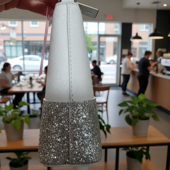 Kate Spade New York Flash Glitter Glimmer Crossbody Grey Silver (NWT) - Picture 4 of 10